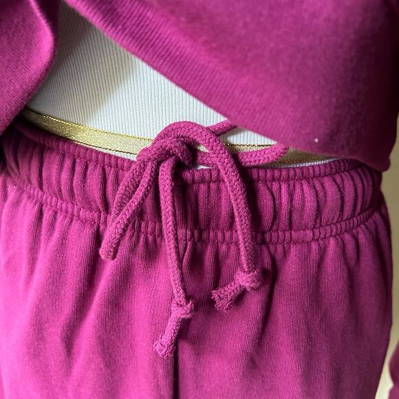 NWT Victoria’s Secret PINK Vivid Magenta Fleece Cropped Hoodie & Jogger. Size XS - Picture 4 of 10